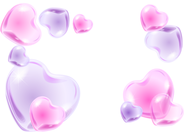Transparent Heart Drawing Pink Lilac for Valentines Day