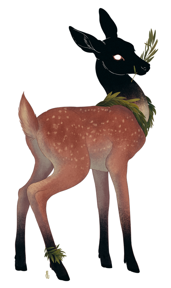 Transparent Watercolor Painting Painting Printmaking Wildlife Musk Deer for Christmas