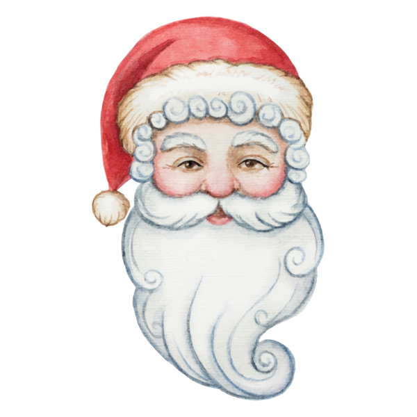 Transparent Santa Claus Watercolor Painting Christmas Christmas Ornament Facial Hair for Christmas