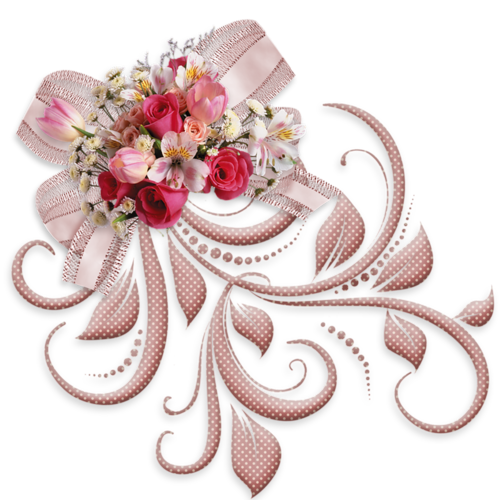 Transparent Flower Ornament Ribbon Pink for Valentines Day