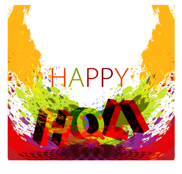 Transparent Festival Holi Color Text Yellow for Holi