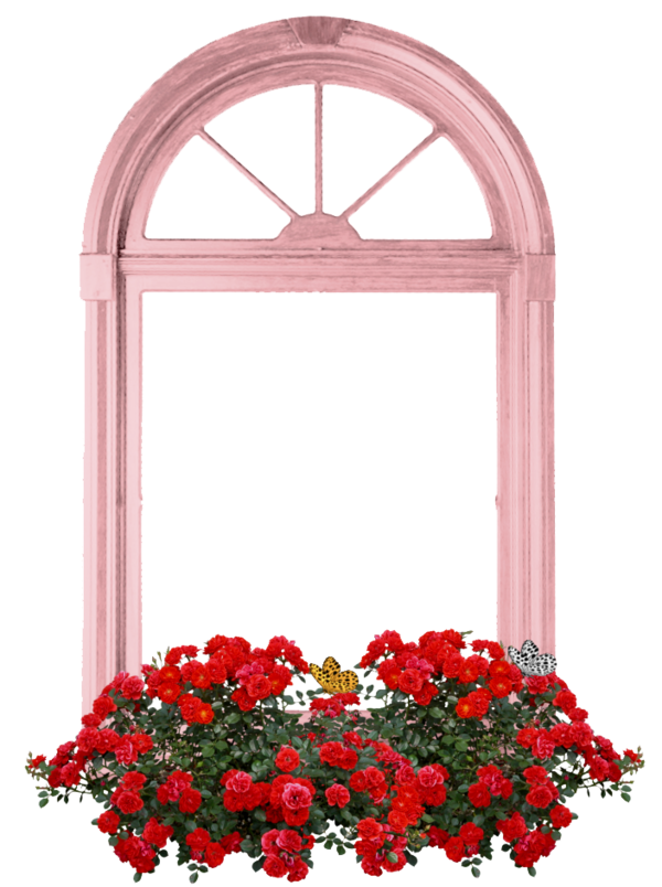 Transparent Floral Design Window Flower Red for Valentines Day
