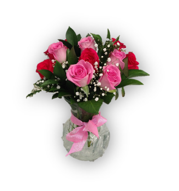 Transparent Garden Roses Cut Flowers Flower Bouquet Pink Plant for Valentines Day