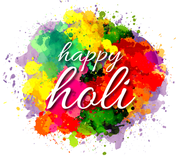 Transparent Holi Wish Happiness Flower Text for Holi