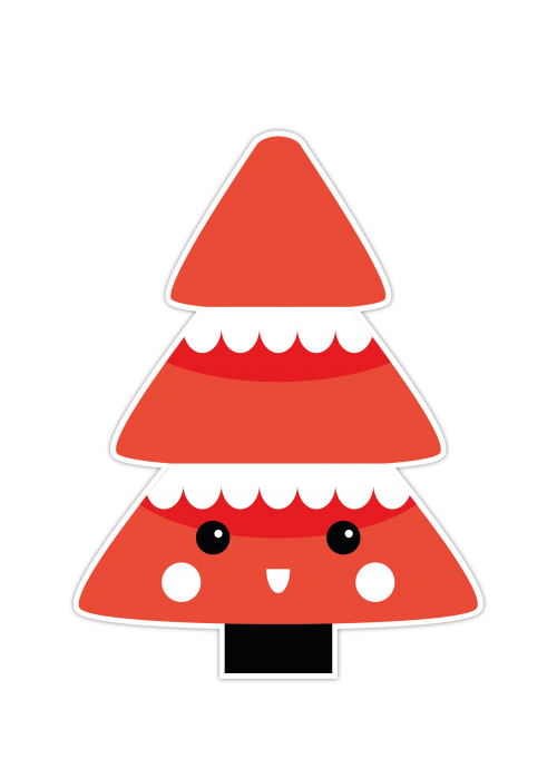 Transparent Red Cartoon Christmas Tree for Christmas