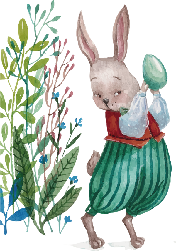 Transparent Easter Bunny Rabbit Easter Flower Hare for Easter