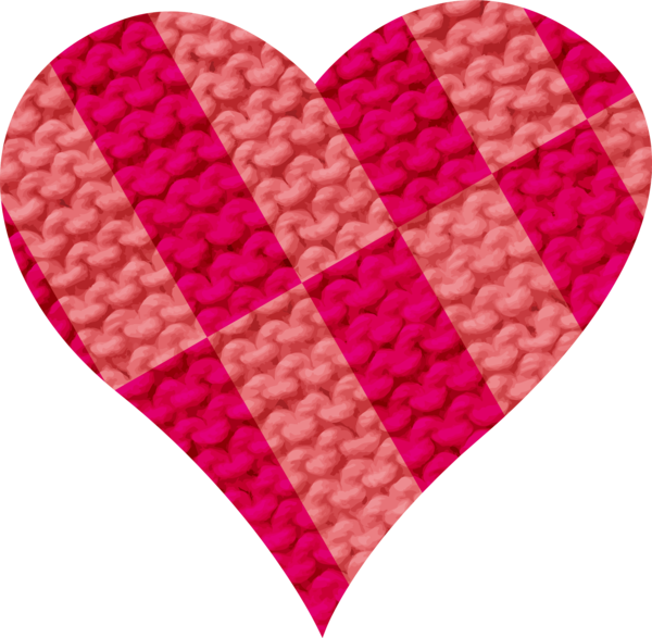 Transparent Wool Check Firkin Pink Heart for Valentines Day