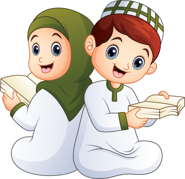 Transparent Quran Child Muslim Cartoon Sharing for Ramadan