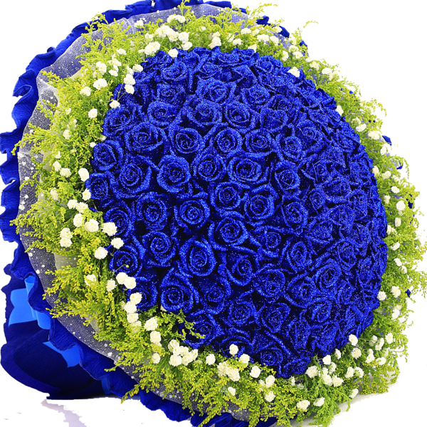 Transparent Blue Flower Nosegay Blue Rose for Valentines Day