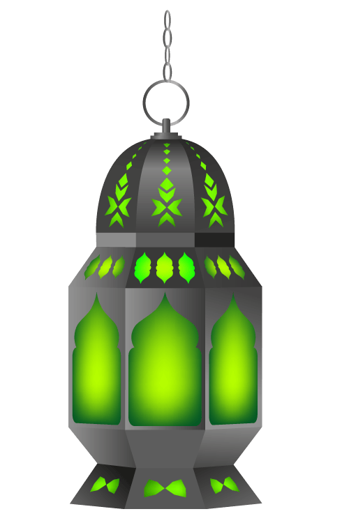 Transparent Ramadan Lantern Lantern Fanous Green Yellow for Ramadan