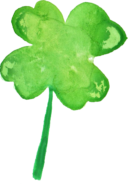 Transparent Watercolor Painting Fourleaf Clover Shamrock Green Leaf for St Patricks Day