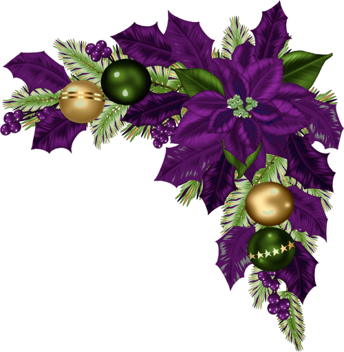 Transparent Christmas Ornament Floral Design Christmas Flower Purple for Christmas