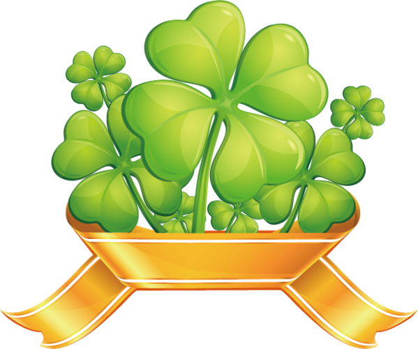 Transparent Clover Fourleaf Clover Shamrock Plant Symbol for St Patricks Day