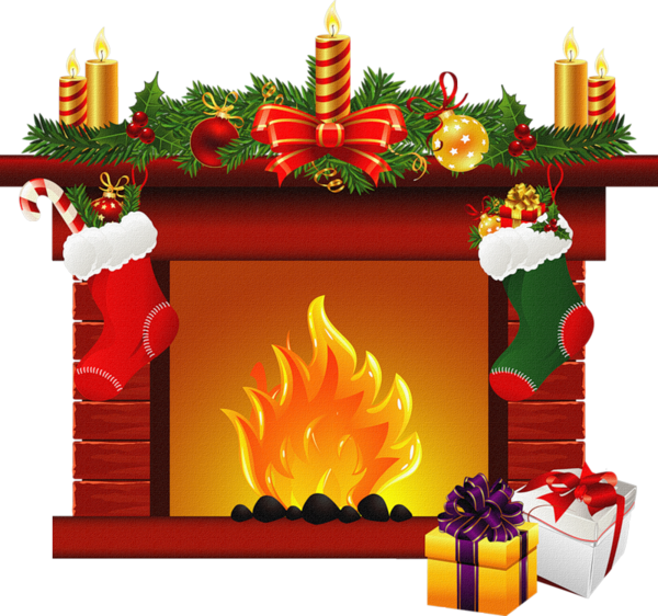 Transparent Fireplace Santa Claus Christmas Day Christmas Stocking Christmas Eve for Christmas