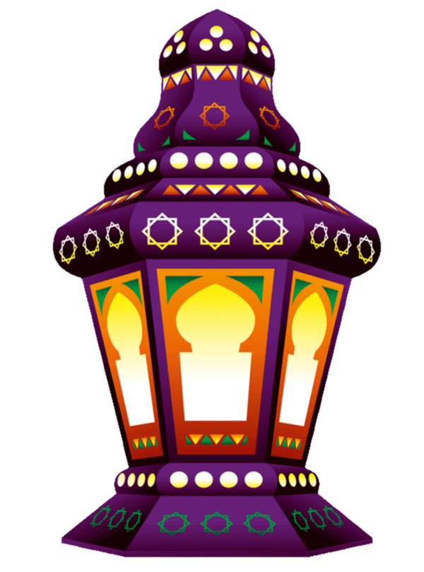 Transparent Ramadan Fanous Lantern Purple Lighting for Ramadan