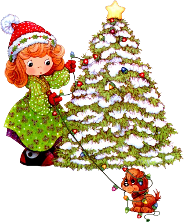 Transparent Animation Christmas Child Fir Pine Family for Christmas