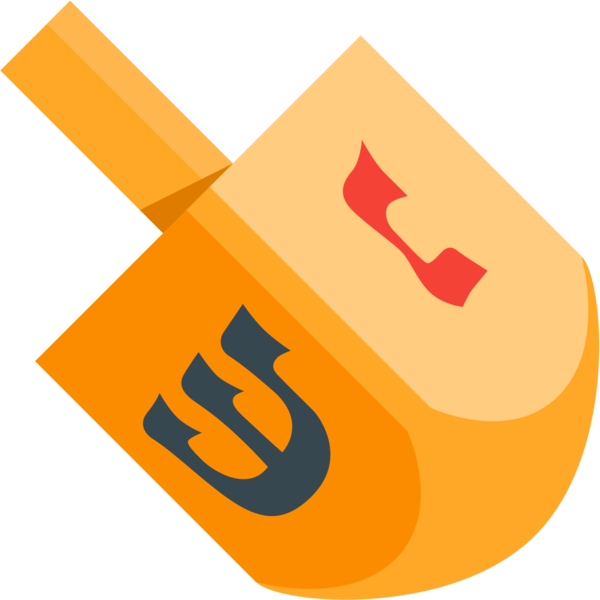 Transparent Dreidel Hanukkah Menorah Orange Logo for Hanukkah
