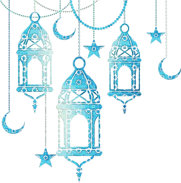 Transparent Midshaban Kandil Ramadan Cage Turquoise for Ramadan