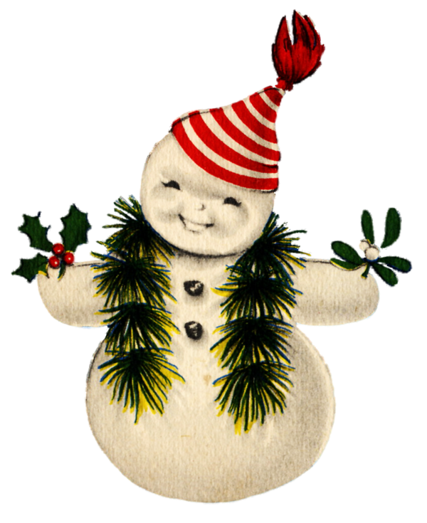 Transparent Snowman Retro Style Christmas Card Fir Christmas Ornament for Christmas