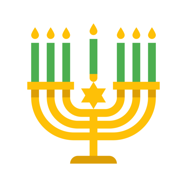 Transparent Hanukkah Menorah Candle Yellow Text for Hanukkah