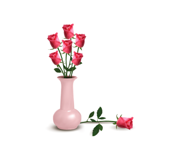Transparent Vase Flower Rose Pink Plant for Valentines Day