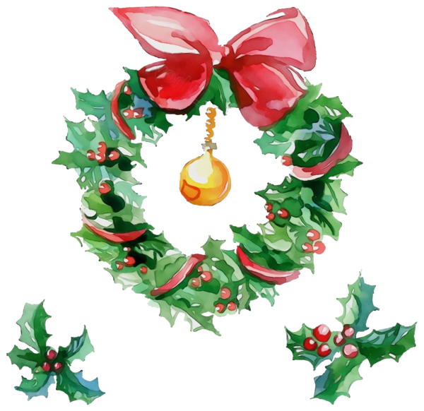 Transparent Holly Christmas Decoration Wreath for Christmas