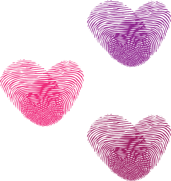 Transparent Fingerprint Heart Finger Pink for Valentines Day