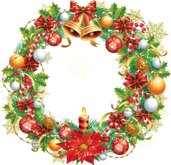 Transparent Santa Claus Christmas Wreath Evergreen Decor for Christmas