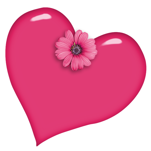 Transparent Heart Blingee Drawing Pink Flower for Valentines Day