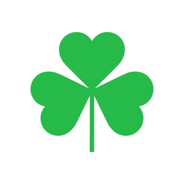 Transparent Shamrock Fourleaf Clover Clover Green for St Patricks Day