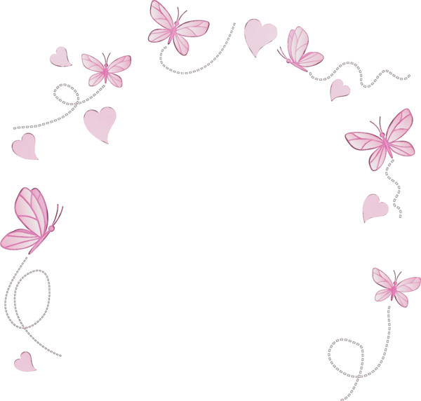 Transparent Floral Design Pink M Line Pink Heart for Valentines Day