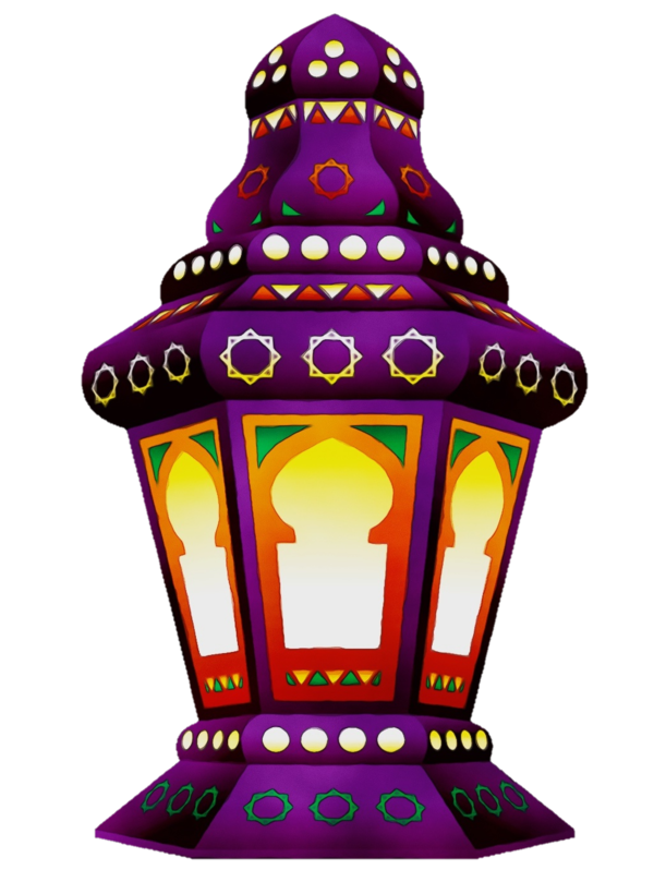 Transparent Fanous Ramadan Lantern Purple Lighting for Ramadan