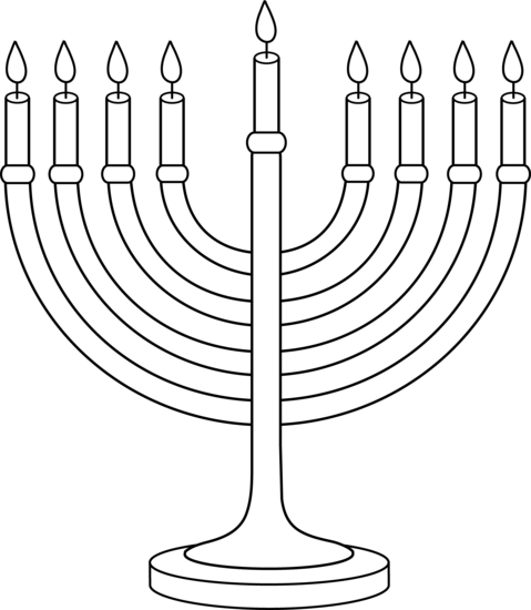 Transparent Menorah Hanukkah Judaism Black And White Line Art for Hanukkah