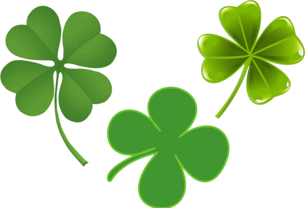 Transparent Fourleaf Clover Cartoon Clover Plant Leaf for St Patricks Day