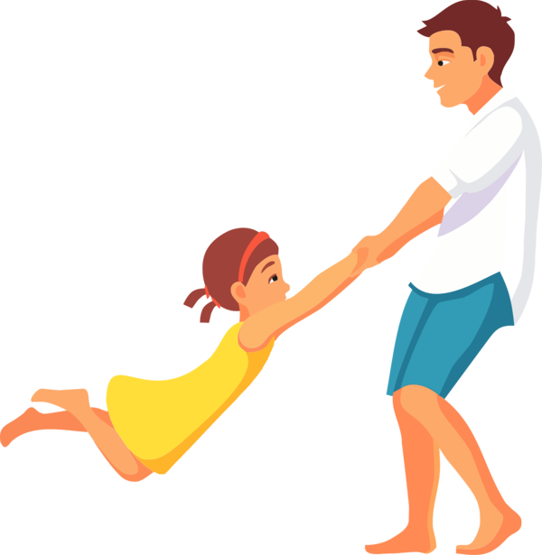 Transparent Father Cartoon Fathers Day Playing With Kids for Fathers Day