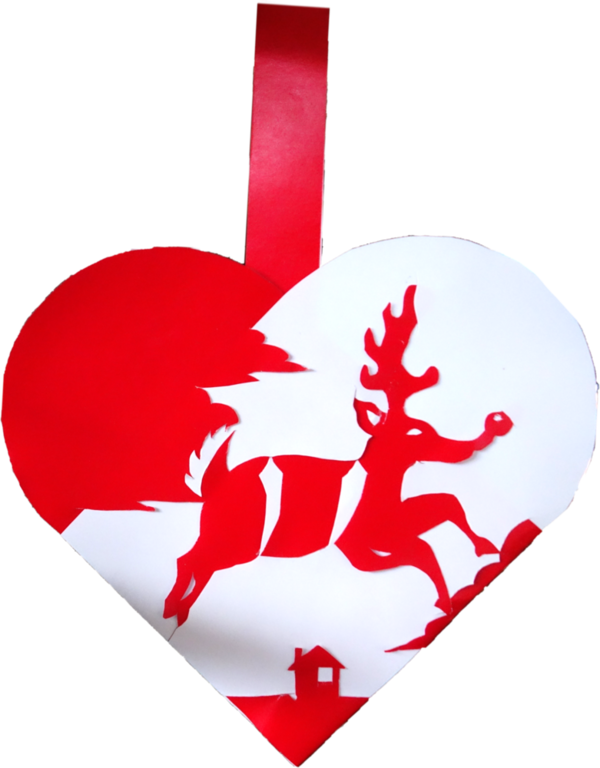 Transparent Rudolph Reindeer Pleated Christmas Hearts Christmas Ornament Heart for Christmas