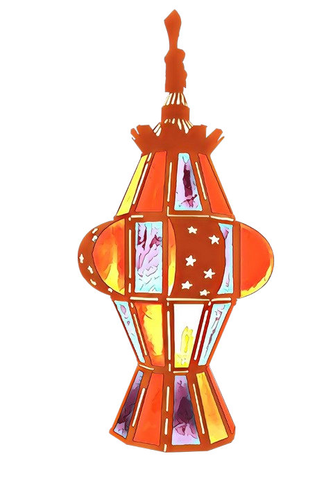 Transparent Ramadan Fanous Lantern Orange for Ramadan