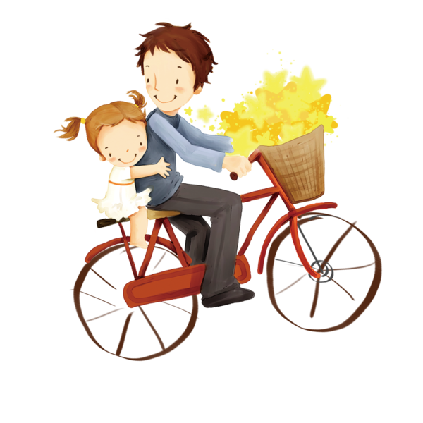 Transparent Fathers Day Father Cartoon Bicycle Accessory Bicycle for Fathers Day