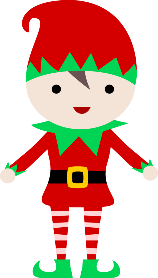 Transparent Cartoon Line Art Christmas Elf Red Christmas for Christmas