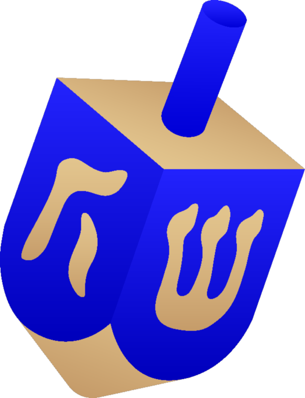 Transparent Dreidel Hanukkah Menorah Logo Electric Blue for Hanukkah