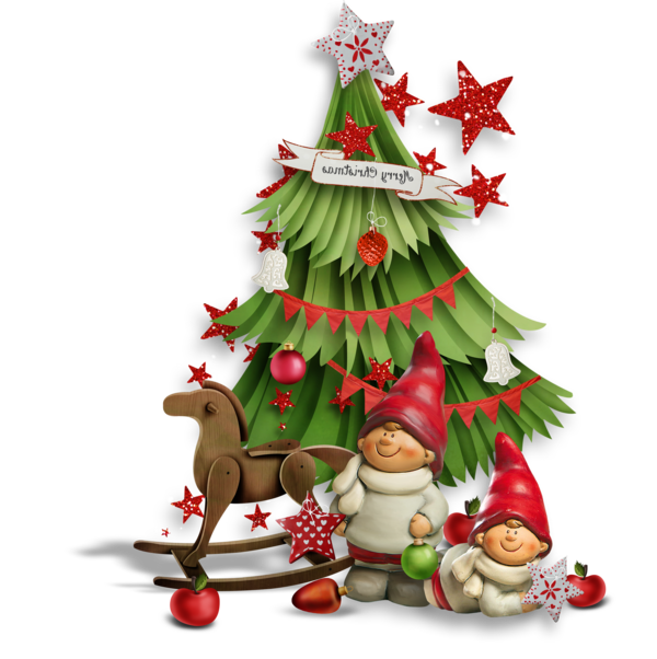 Transparent Santa Claus Christmas Montage Fir Pine Family for Christmas