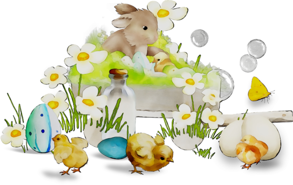 Transparent Food Easter Floral Design Yellow Animal Figure for Easter