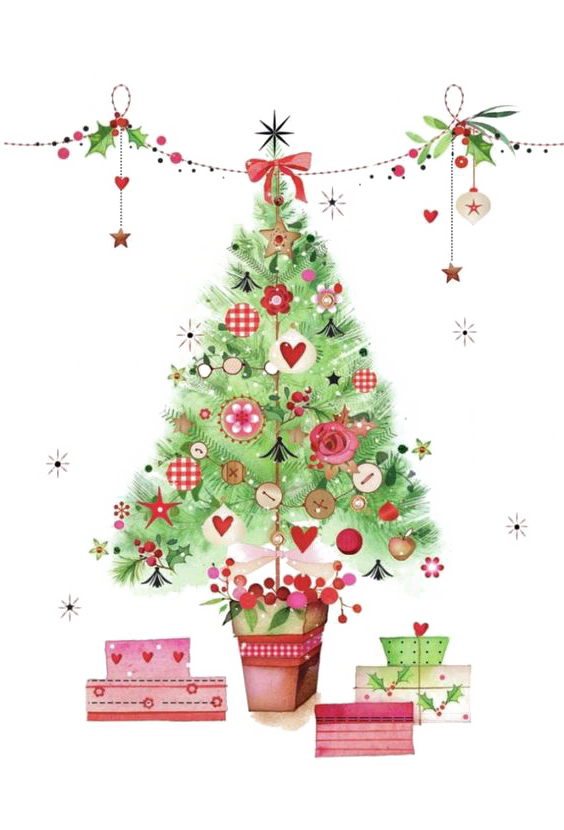 Transparent Christmas Watercolor Painting Christmas Tree Fir Pine Family for Christmas
