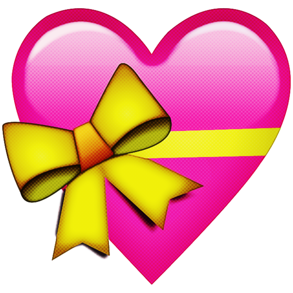 Transparent Heart Yellow Line Pink for Valentines Day