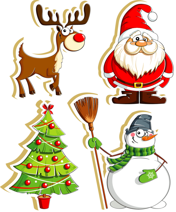 Transparent Santa Claus Christmas Sticker Snowman Fir for Christmas