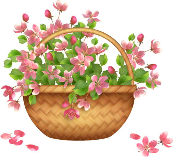 Transparent Basket Flower Easter Basket Pink Plant for Easter