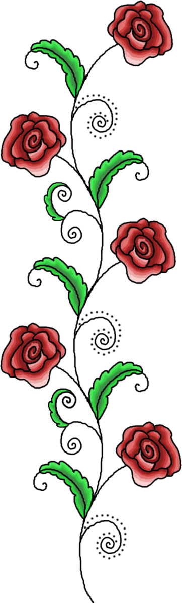 Transparent Garden Roses Floral Design Vignette Flower Red for Valentines Day