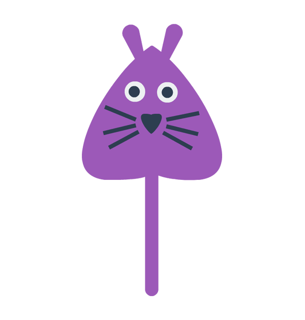 Transparent Cartoon Groundhog Abstract Art Pink Purple for Easter
