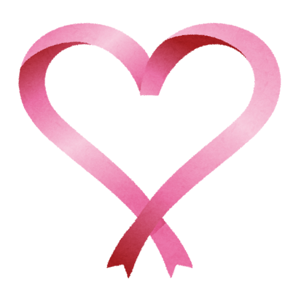Transparent Heart Ribbon Awareness Ribbon Pink for Valentines Day