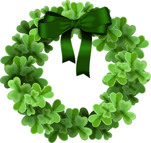 Transparent Leaf Floral Design Petal Shamrock Wreath for St Patricks Day